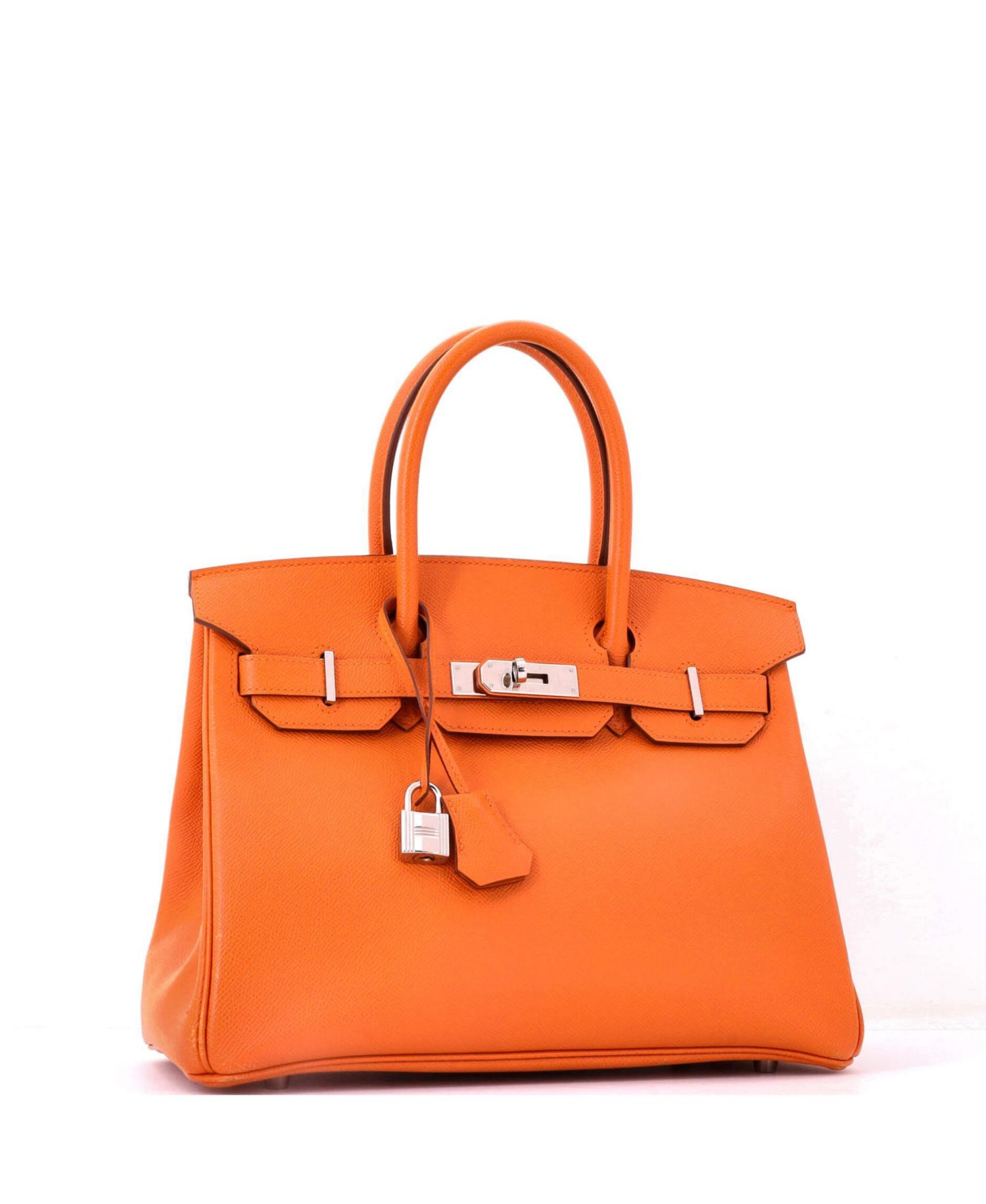 Birkin 30 Handbag Orange Epsom with Palladium Hardware