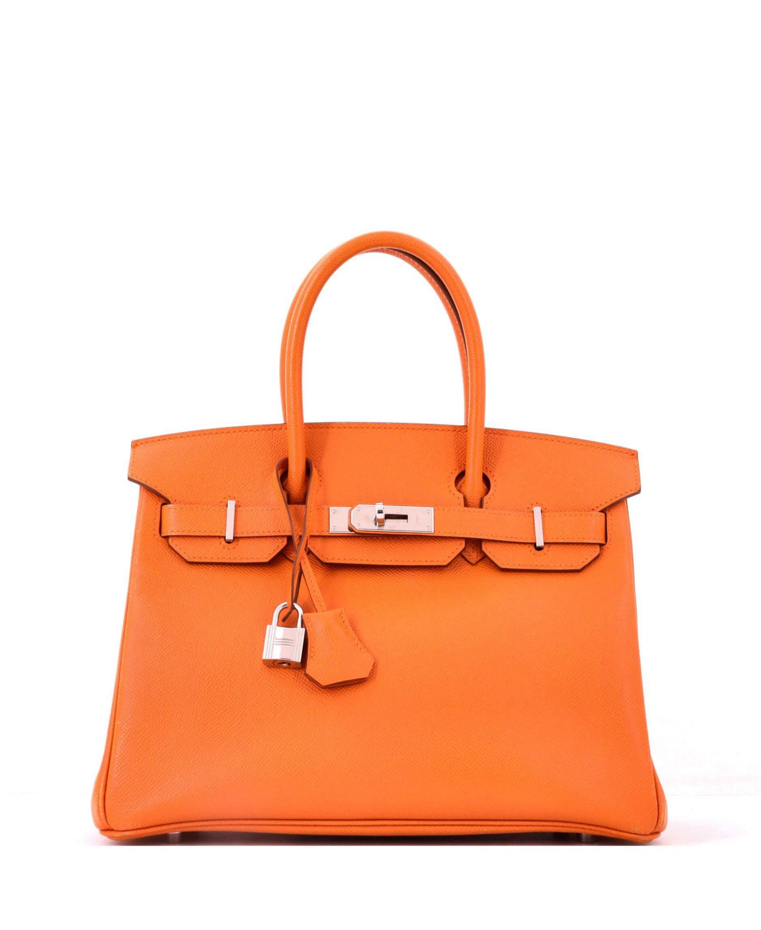 Birkin 30 Handbag Orange Epsom with Palladium Hardware