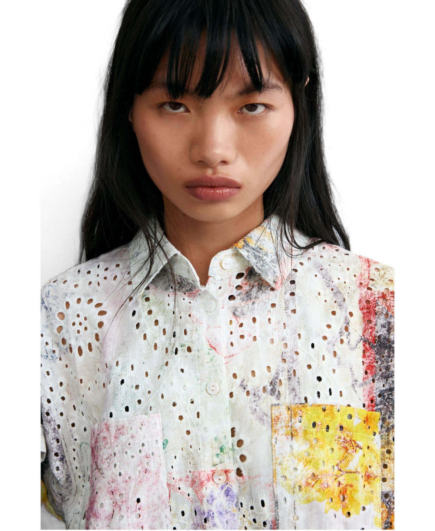 Женская рубашка Desigual Short-Sleeve Cotton, цвет: Разноцветный — фото 3