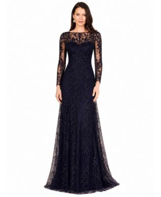 Women's Long Sleeve V-Neck Lace Gown