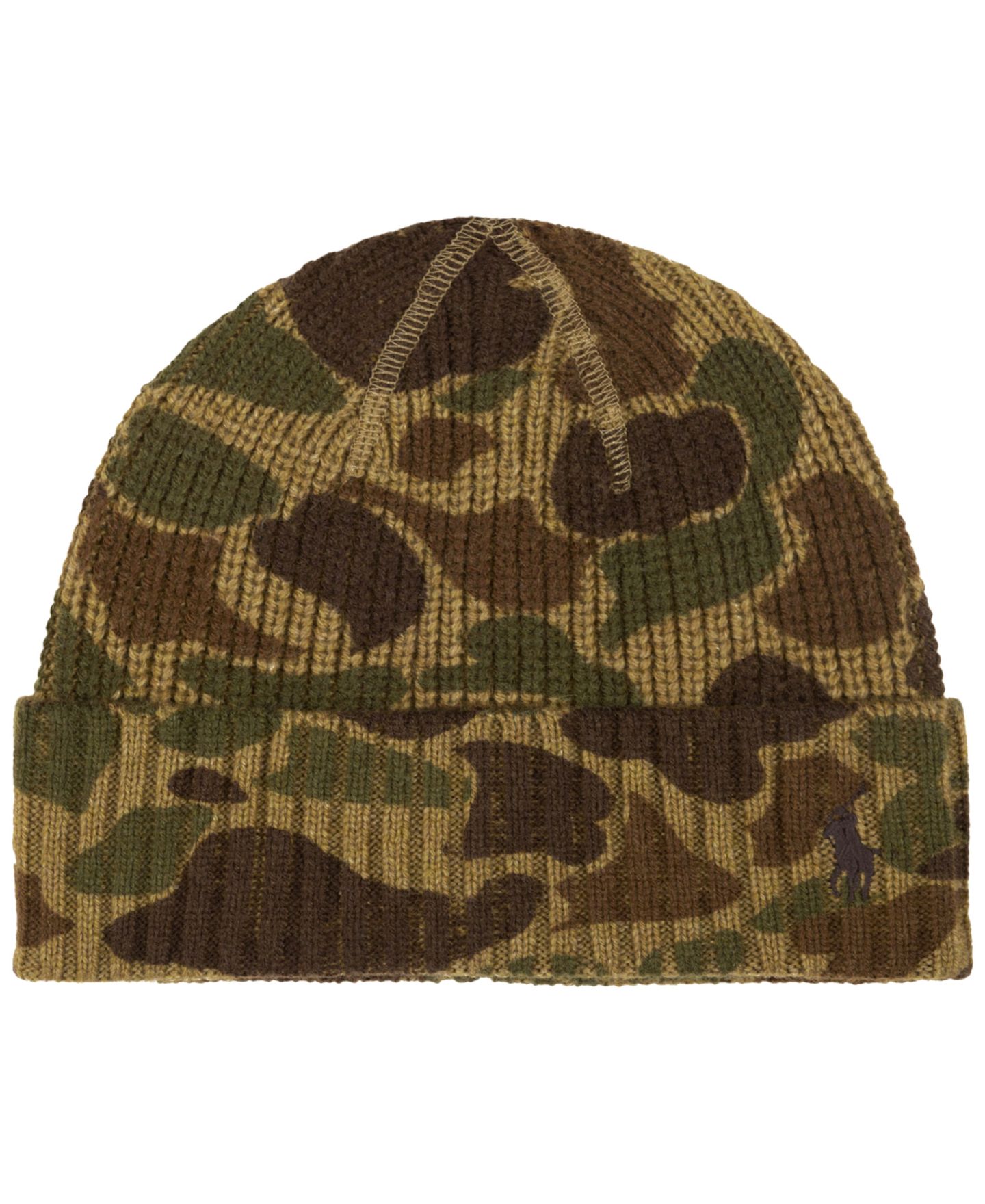 Мужская шапка Polo Ralph Lauren Print Camo Beanie, цвет: Хаки камуфляжный — фото 1