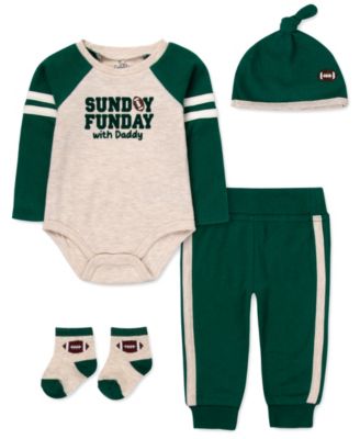 Baby Boys' Sunday Funday with Daddy Bodysuit, Jogger Pants, Socks and Hat, 4-Piece Set