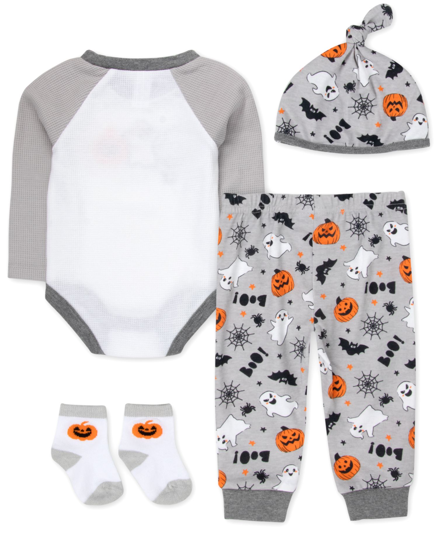 Baby Boys' My First Halloween Bear Bodysuit, Jogger Pants, Socks and Hat, 4-Piece Set