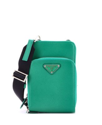 Front Pocket Phone Holder Crossbody Bag Saffiano Leather
