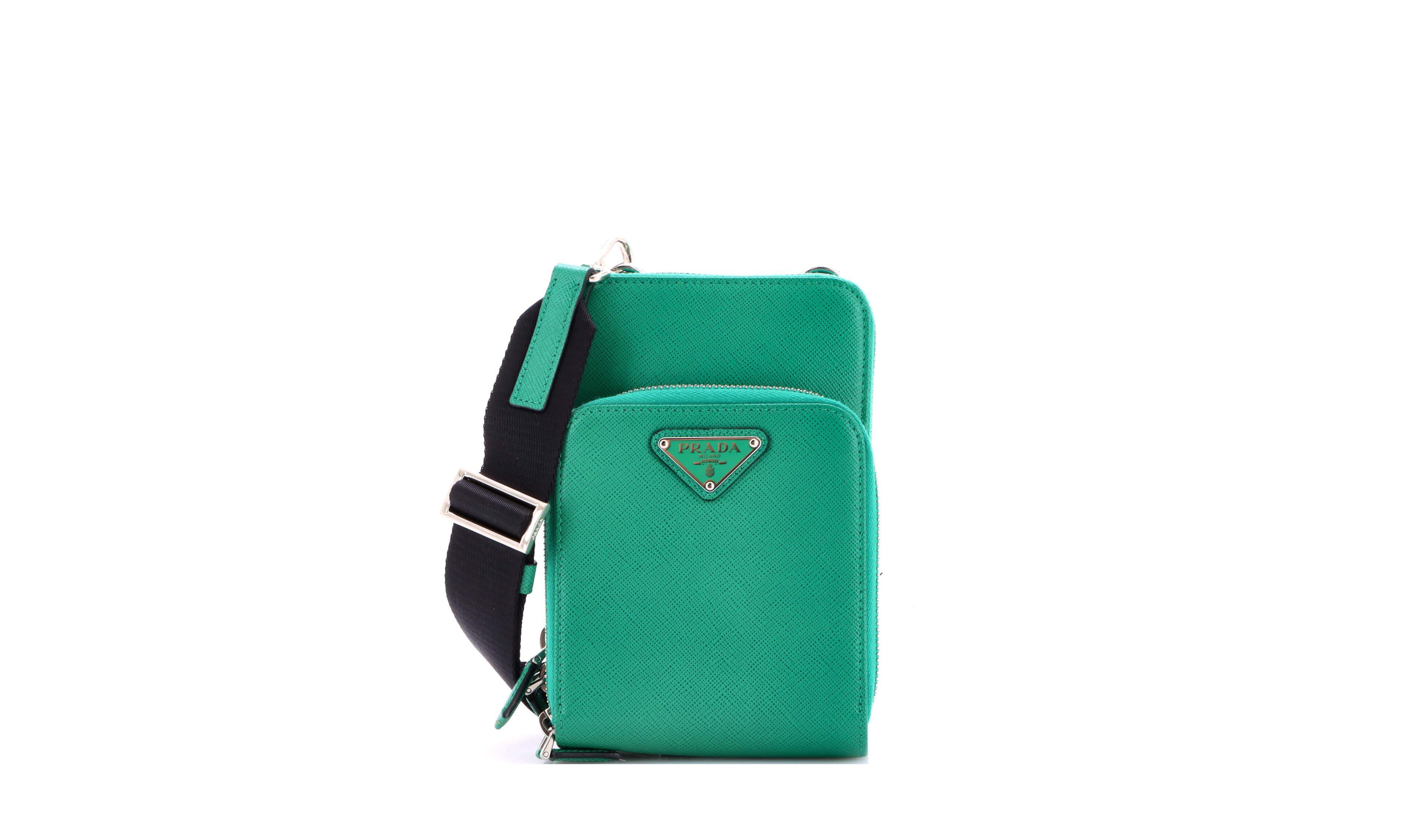 Pre-Owned Prada Front Pocket Phone Holder Crossbody Bag Saffiano Leather