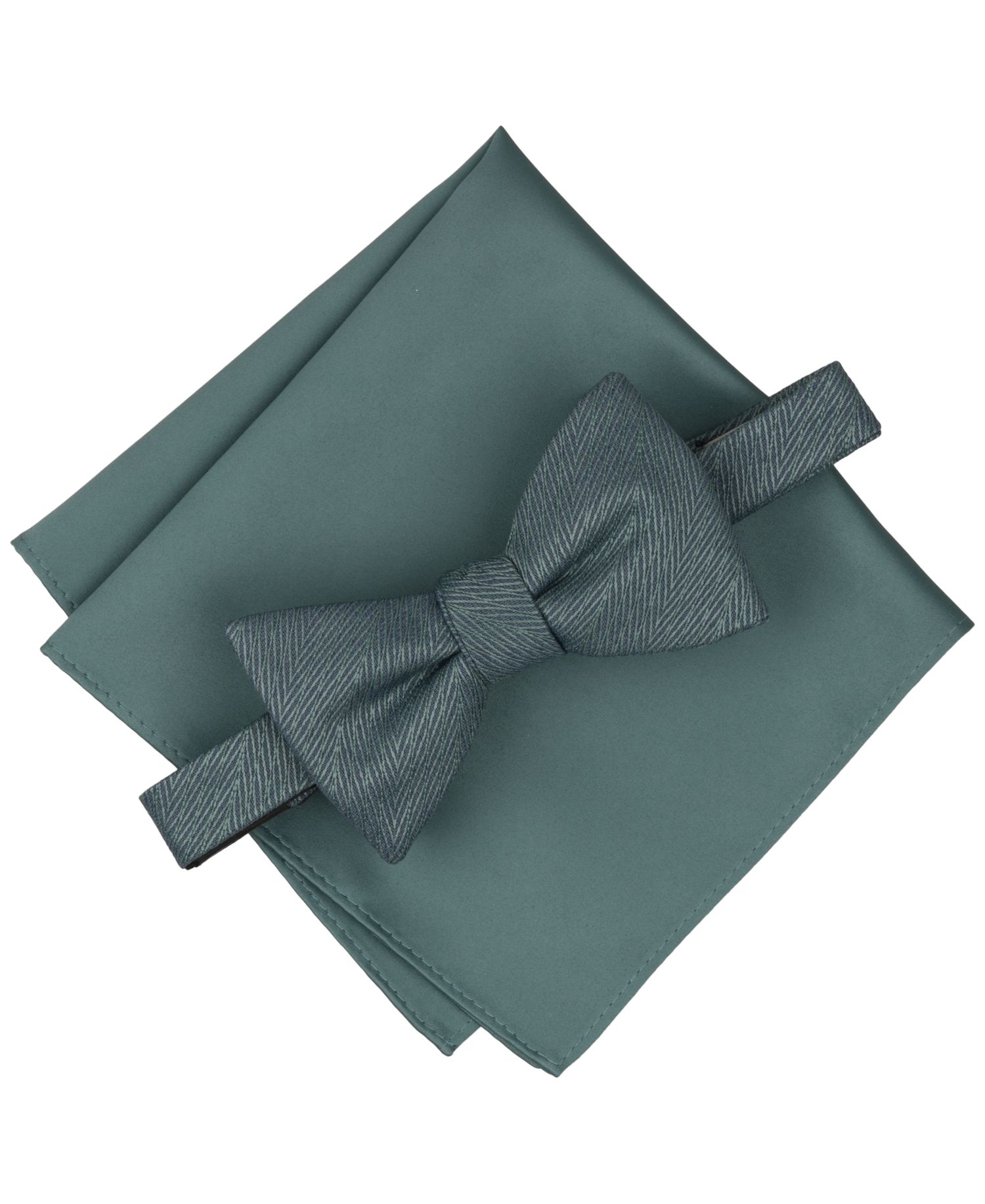 Men's Atlas Chevron Solid Pre-Tied Bow Tie and Pocket Square, 2-Piece Set