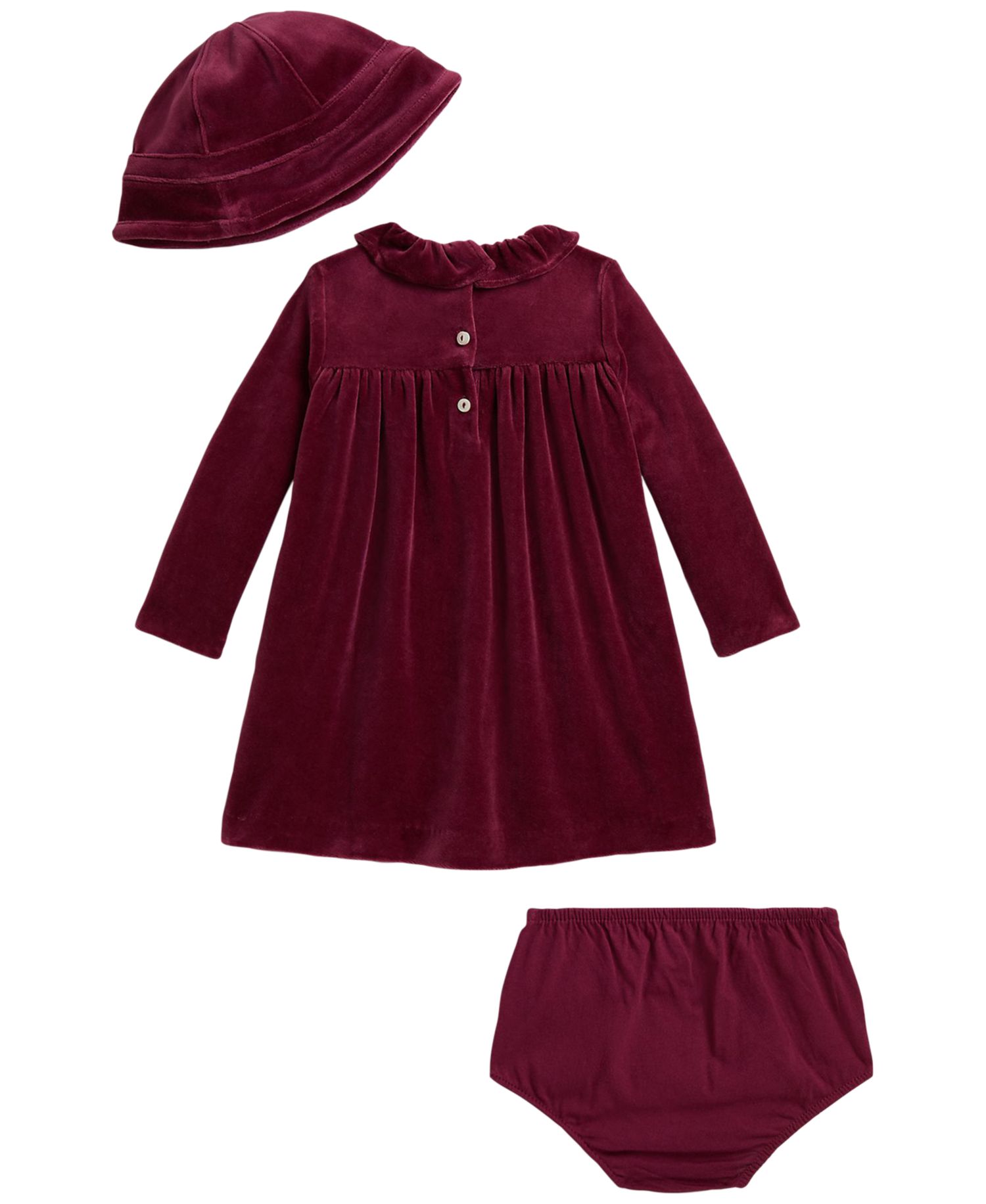 Baby Girls' Velour Dress, Bloomer and Hat, 3-Piece Set