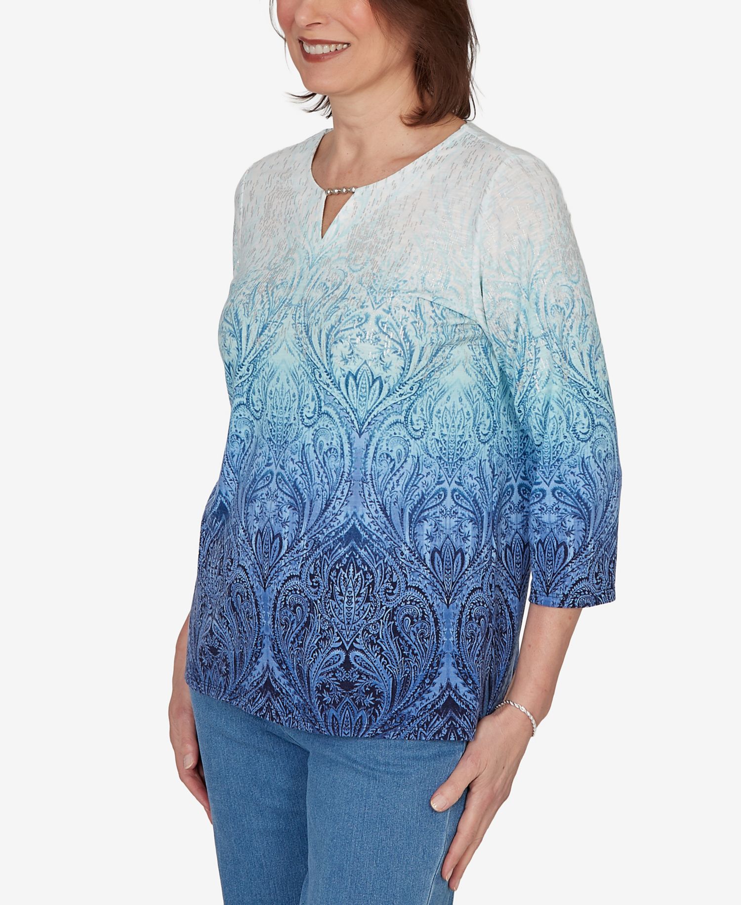 Petite Ombre Medallion Knit Top