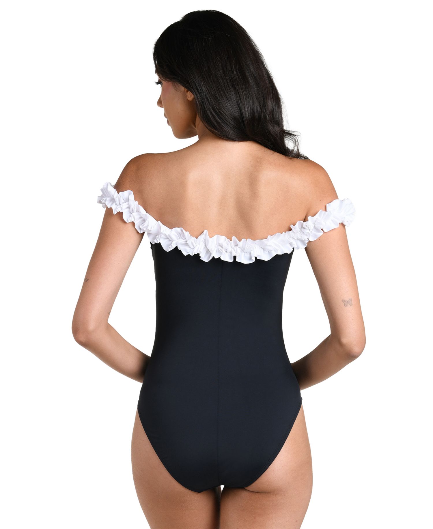 Women's Island Goddess Ruffle Off-The-Shoulder One-Piece Swimsuit