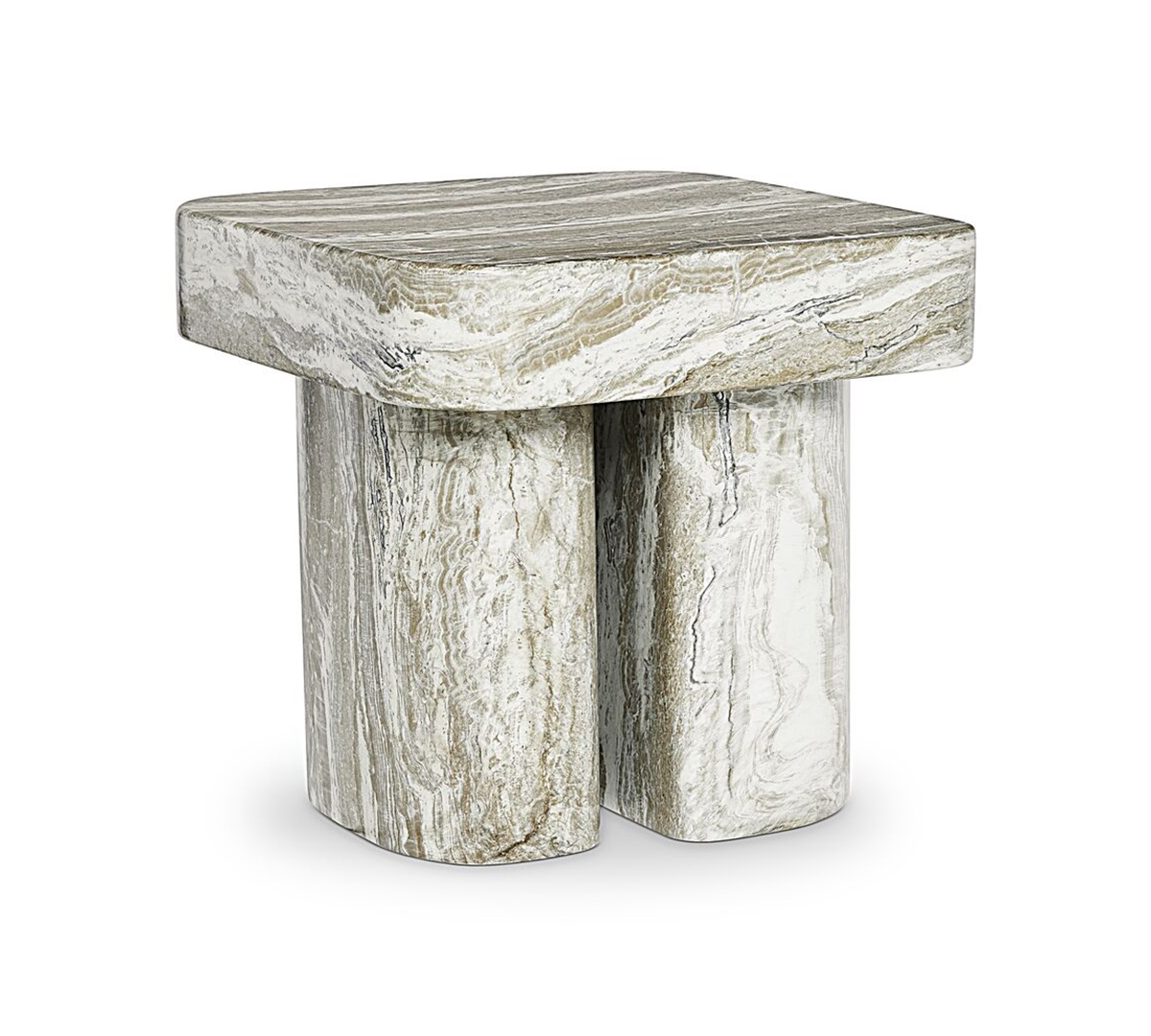 Bernhardt Arcadia 2-Piece Faux Stone Cocktail and Stone Side Table Set