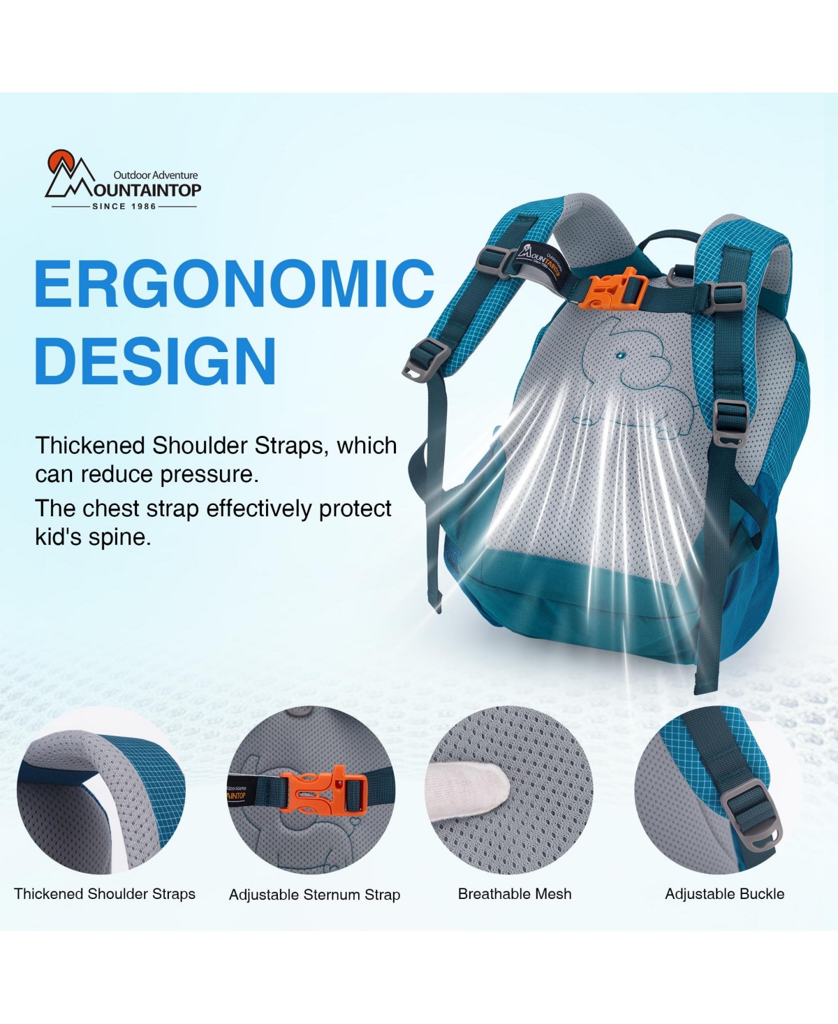 Mountaintop 8 Liter Kids Backpack for 1 to 3 Year Olds Toddler Backpack Travel Daypack with Chest Strap Small Backpack for Preschool and Kindergarten