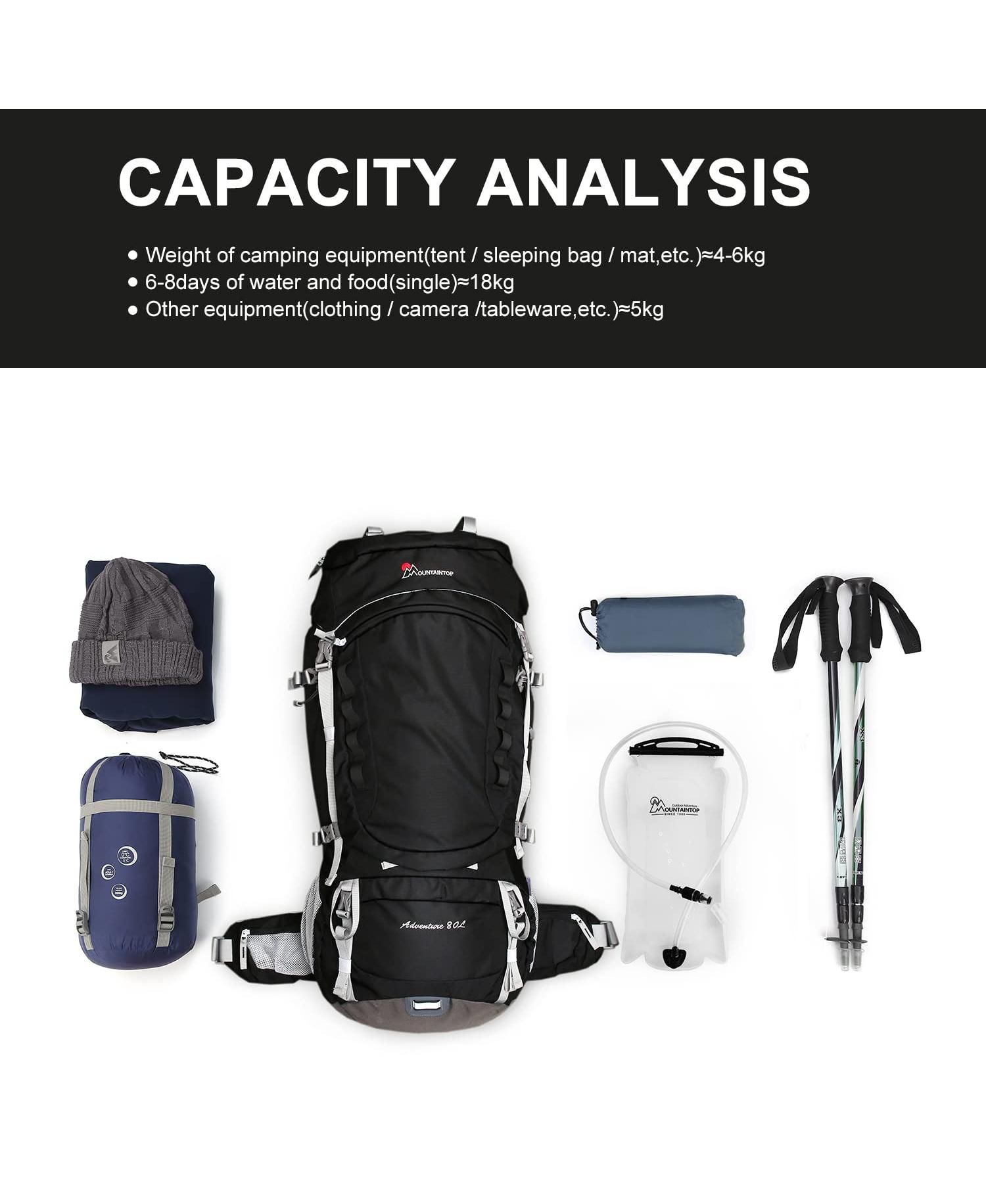 80 Liter Internal Frame Backpack for Man and Women Backpacking Hiking Backpack