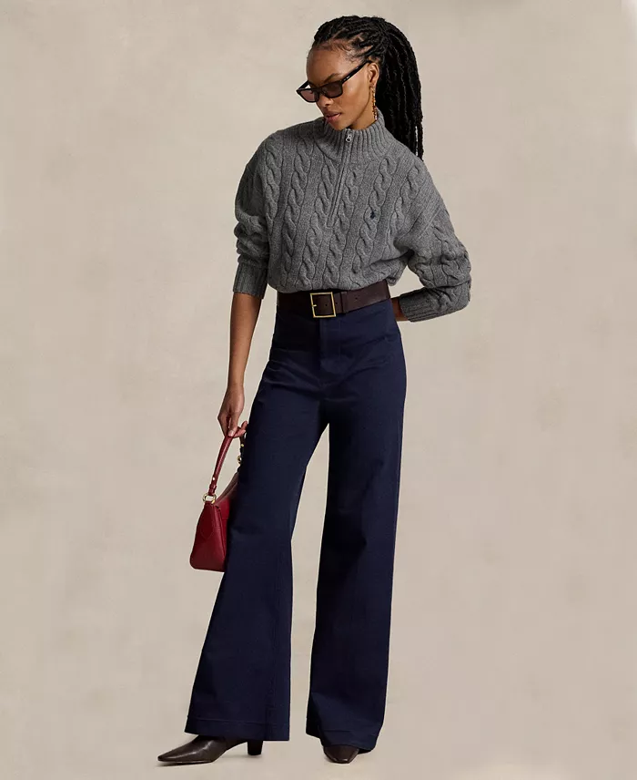 Women's Cable-Knit Half-Zip Wool-Cashmere Sweater - thumbnail 8