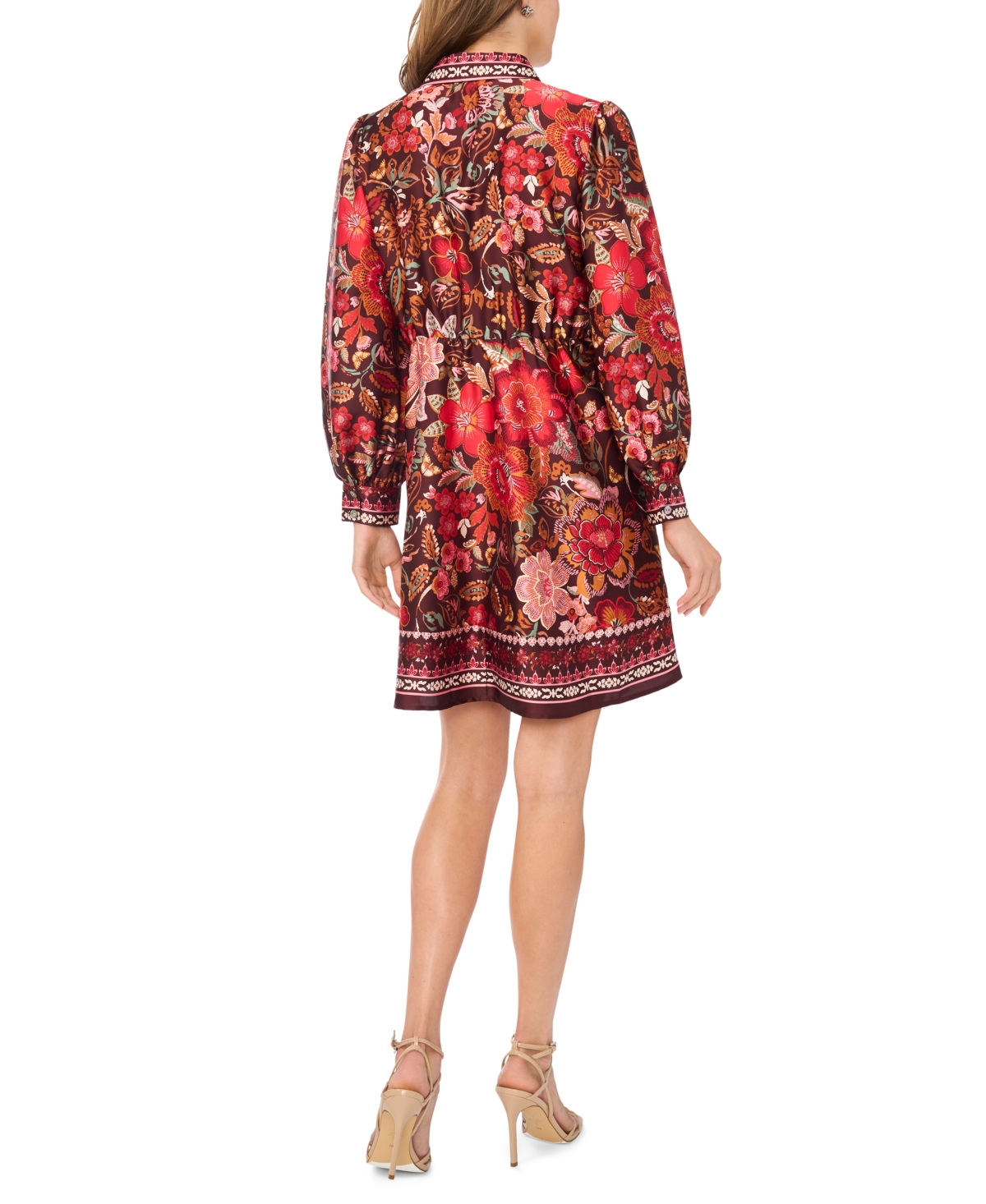 Msk Women's Button Up Tie-Front Long-Sleeve Dress