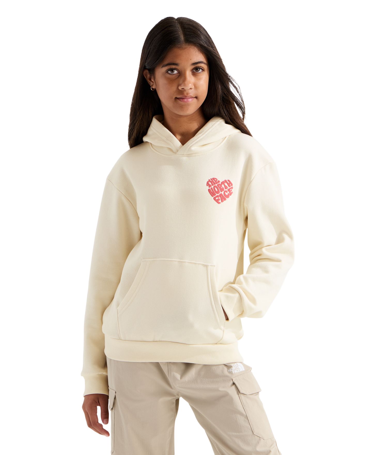 Худи The North Face Brand Proud Relaxed Long-Sleeve Graphic для девочек, цвет: Белый дюнный — фото 1