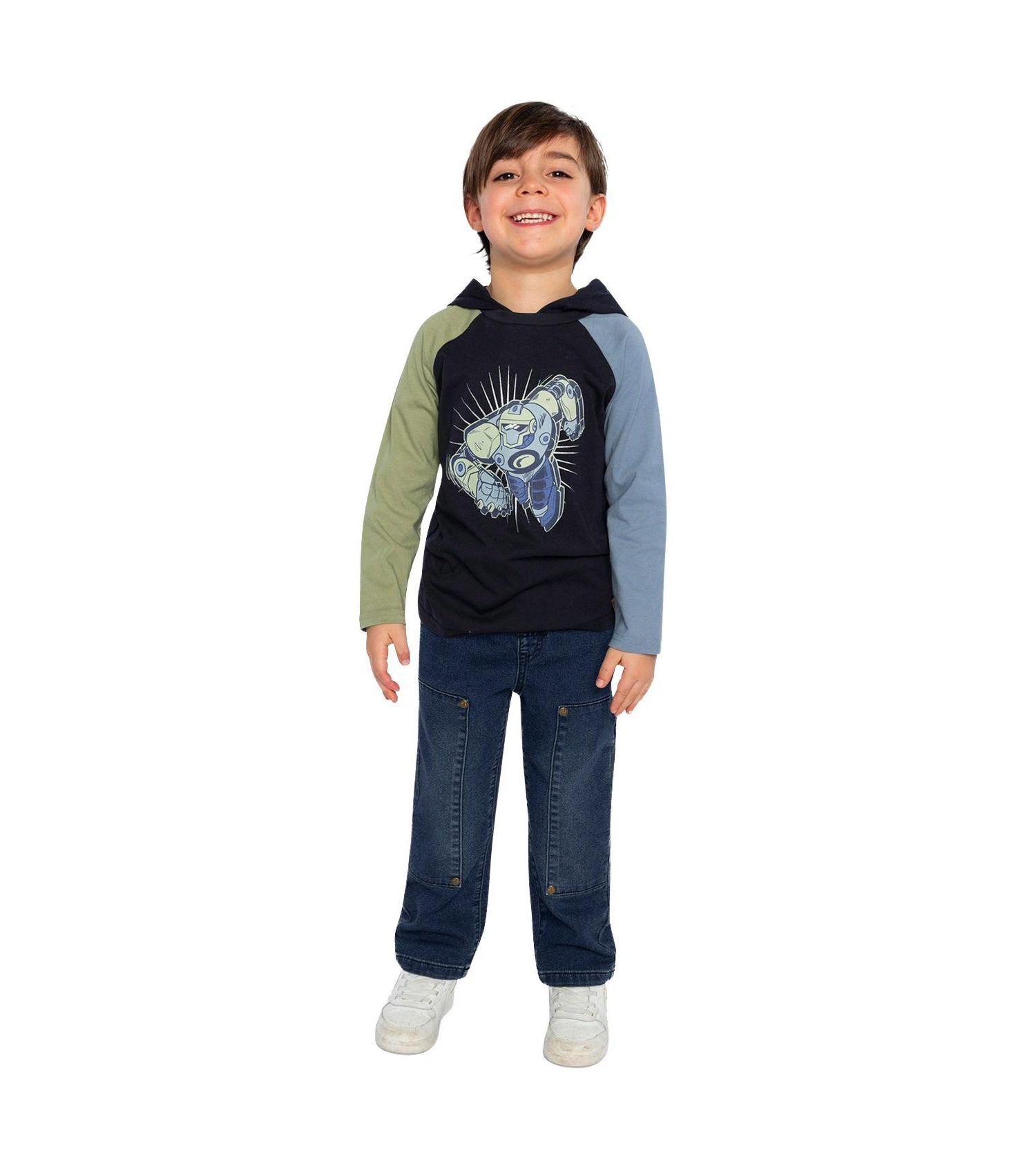 Little Boys 6- 12 Raglan Hooded T-Shirt