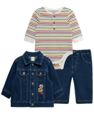 Baby Boys' Construction Crewneck Bodysuit, Jacket and Pants, 3-Piece Set