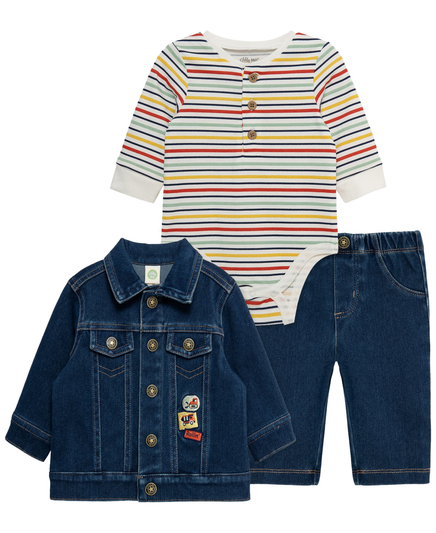 Baby Boys' Construction Crewneck Bodysuit, Jacket and Pants, 3-Piece Set