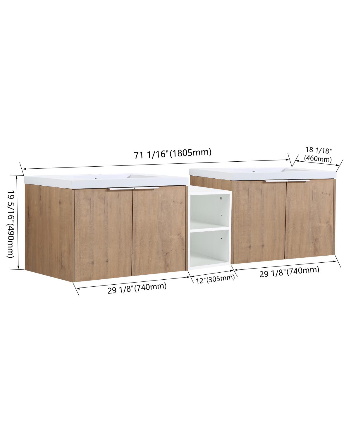 Sillysis Inch Wall Mounted Double Bathroom Vanity with Resin Sinks