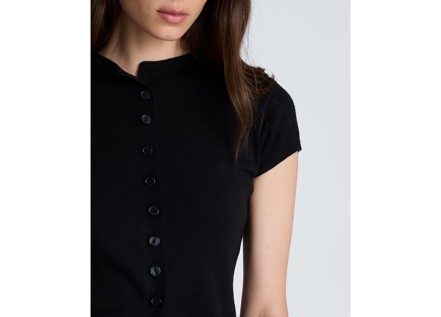 Women's Ribbed Mock-Neck Short-Sleeve Sweater