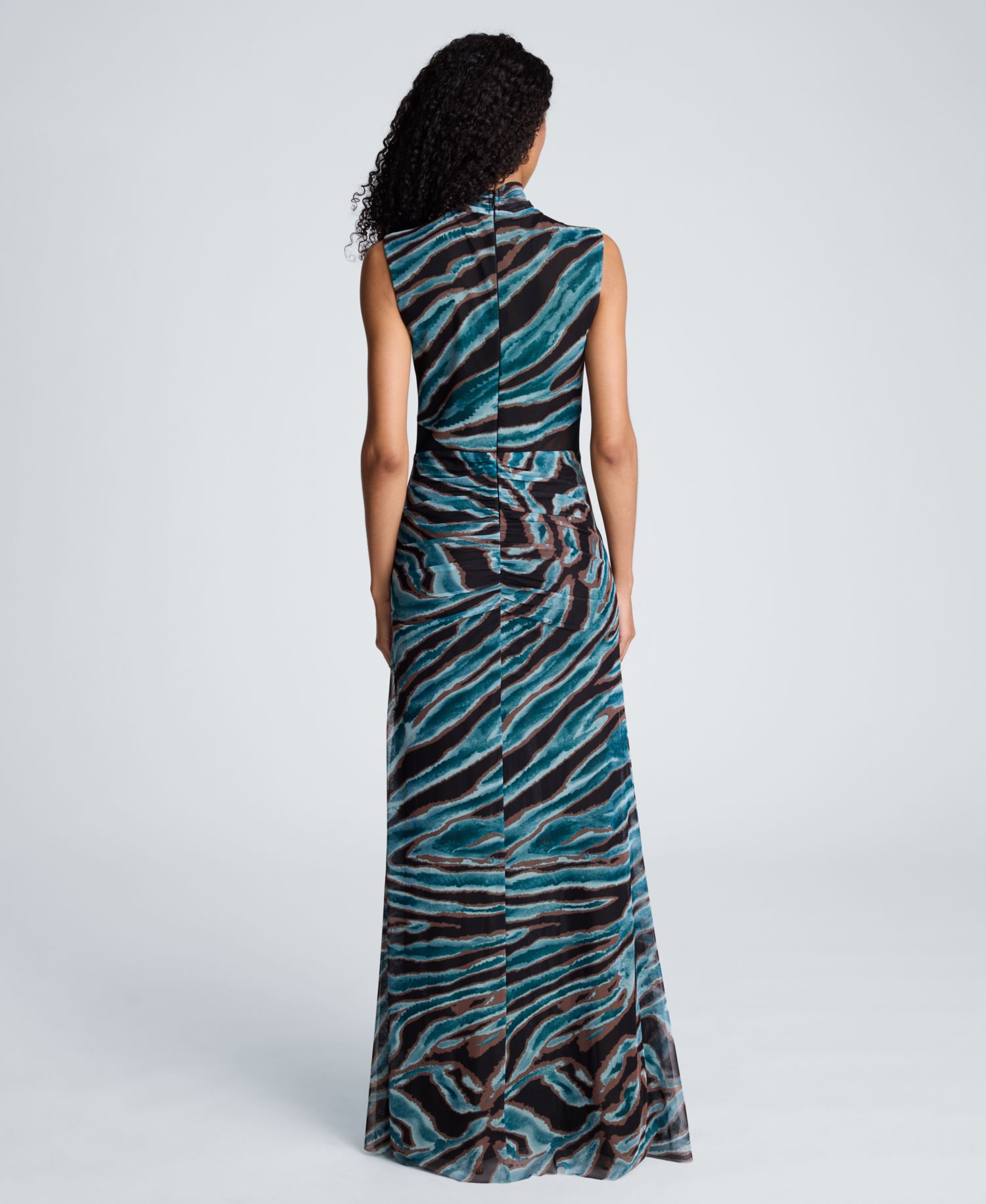 Women's Mock-Neck Sleeveless Pleated Maxi Dress