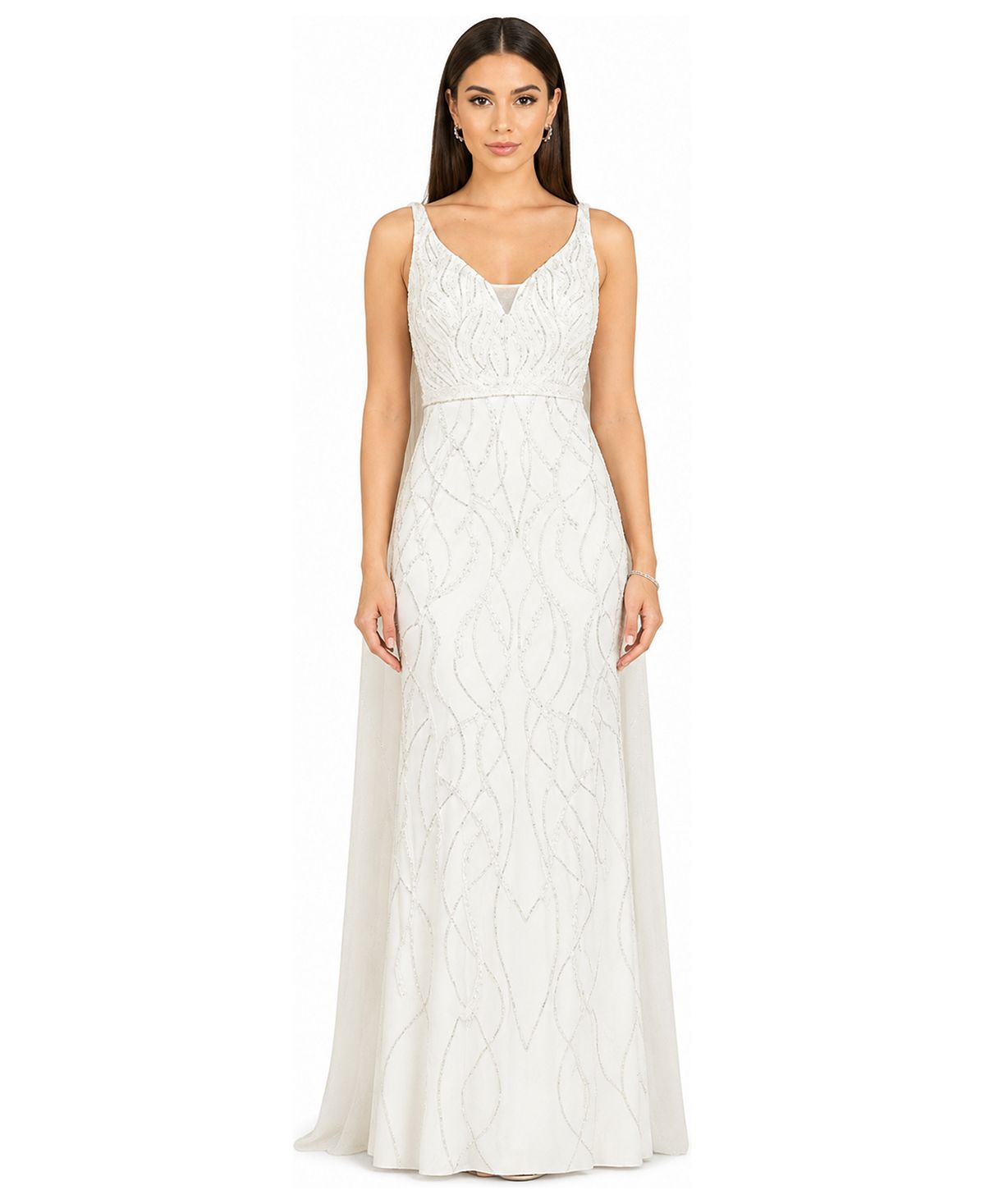 Lara Women's Beaded Wedding Gown with Cape view 1 — MAYCSS fashion products