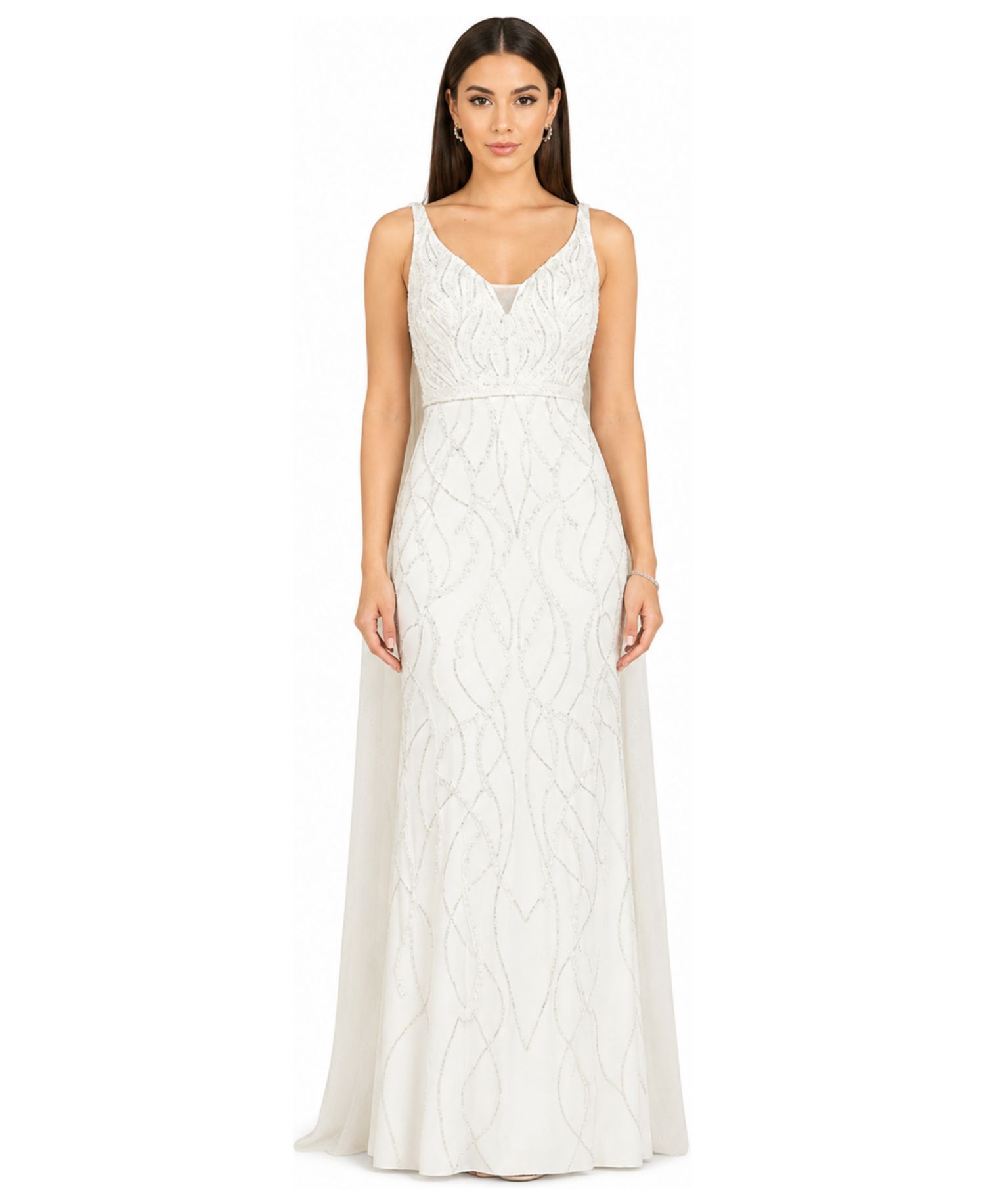 Women's Beaded Wedding Gown with Cape
