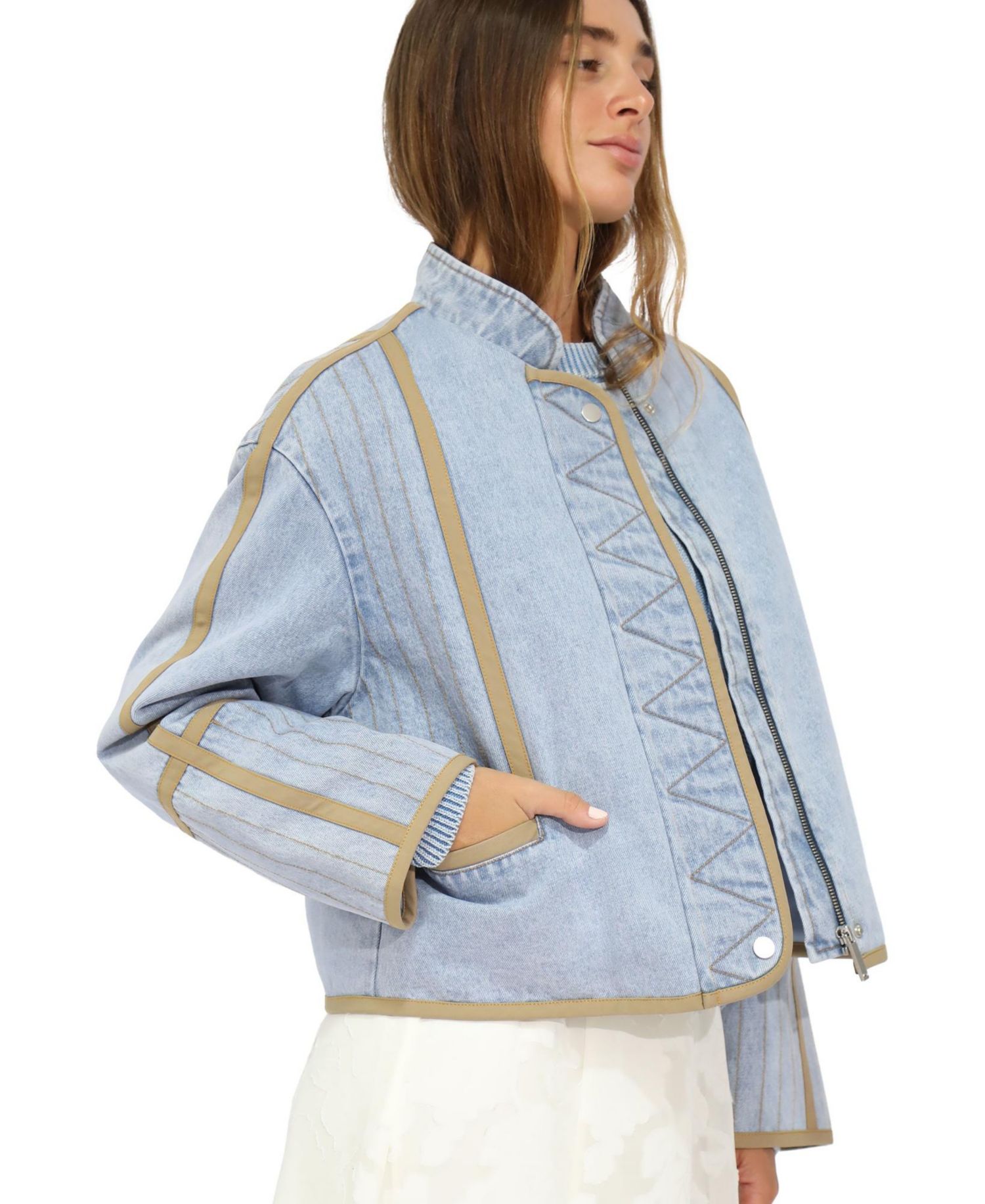 Women's Free And Forward Quilted Denim Jacket