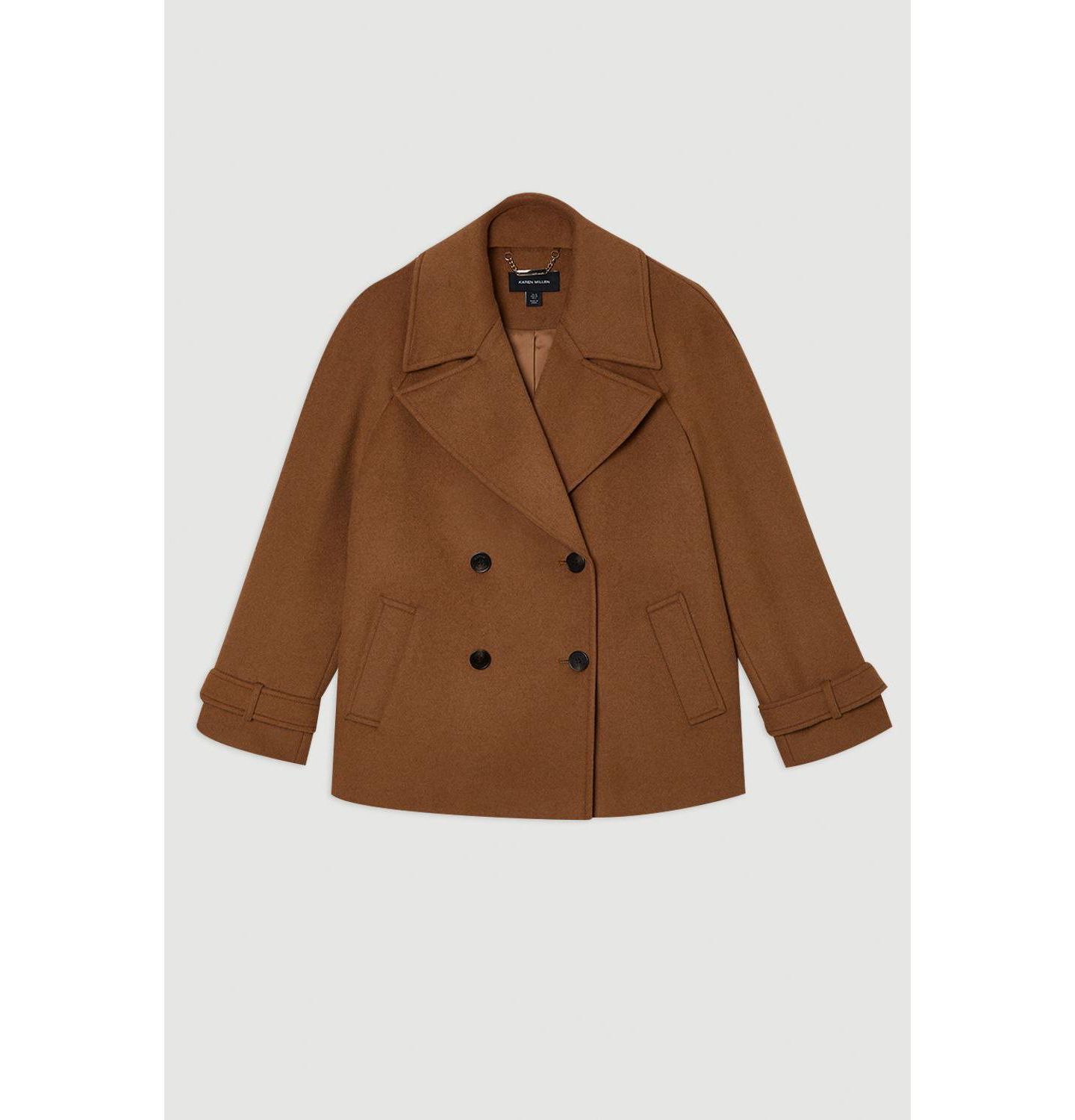 Женское пальто Karen Millen Brushed Wool Double Breasted Short, цвет: Верблюжий — фото 5