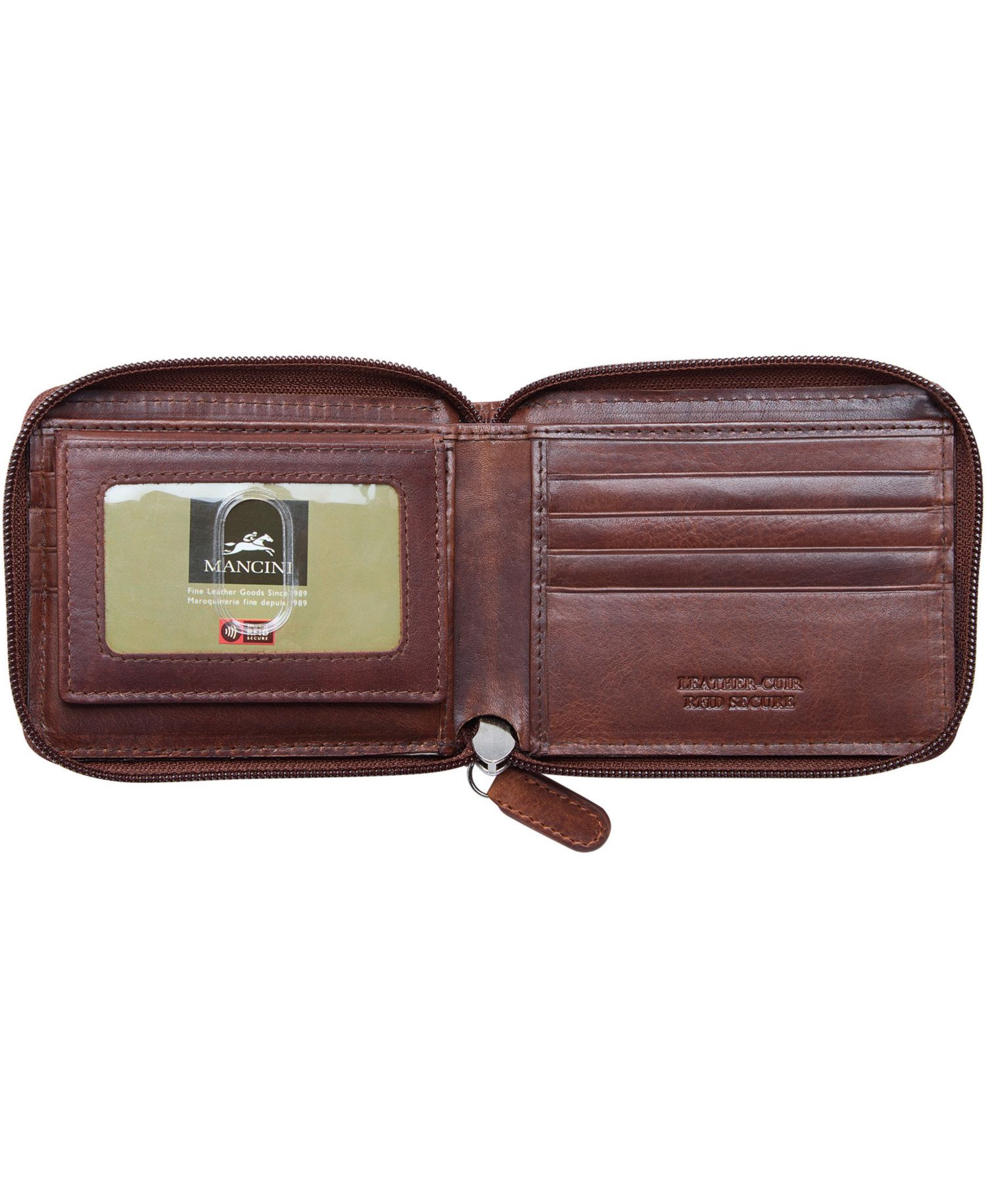 Men's Boulder Collection RFID Secure Zippered Wallet with Removable Passcase