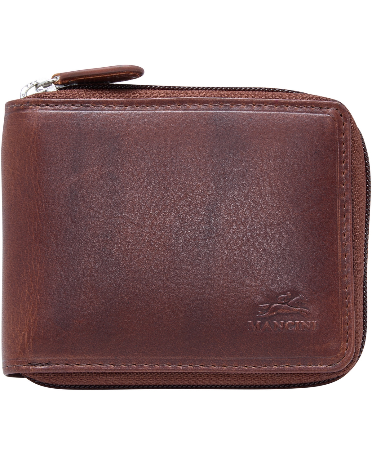Men's Mancini Boulder Collection Rfid Secure Zippered Wallet with Removable Passcase
