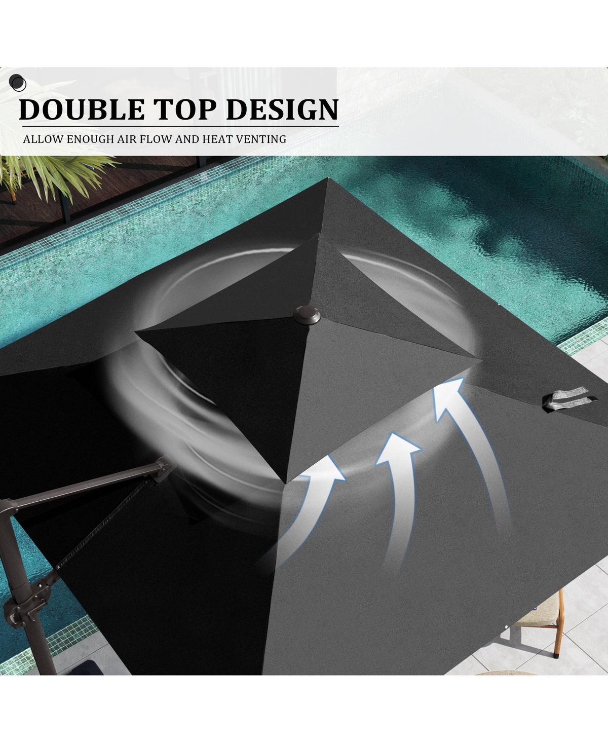 Pellebant 10x10Feet Outdoor Patio Double Top Square Aluminum Cantilever Umbrella with Base