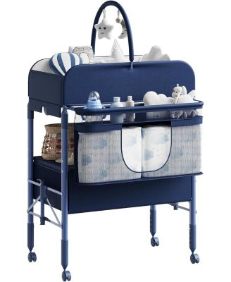 Baby Changing Table, Versatile Folding Changing Table with Wheels and 2 Drawers