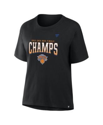 Women's Black New York Knicks 2026 NBA Finals Champions Roster Trophy T-Shirt
