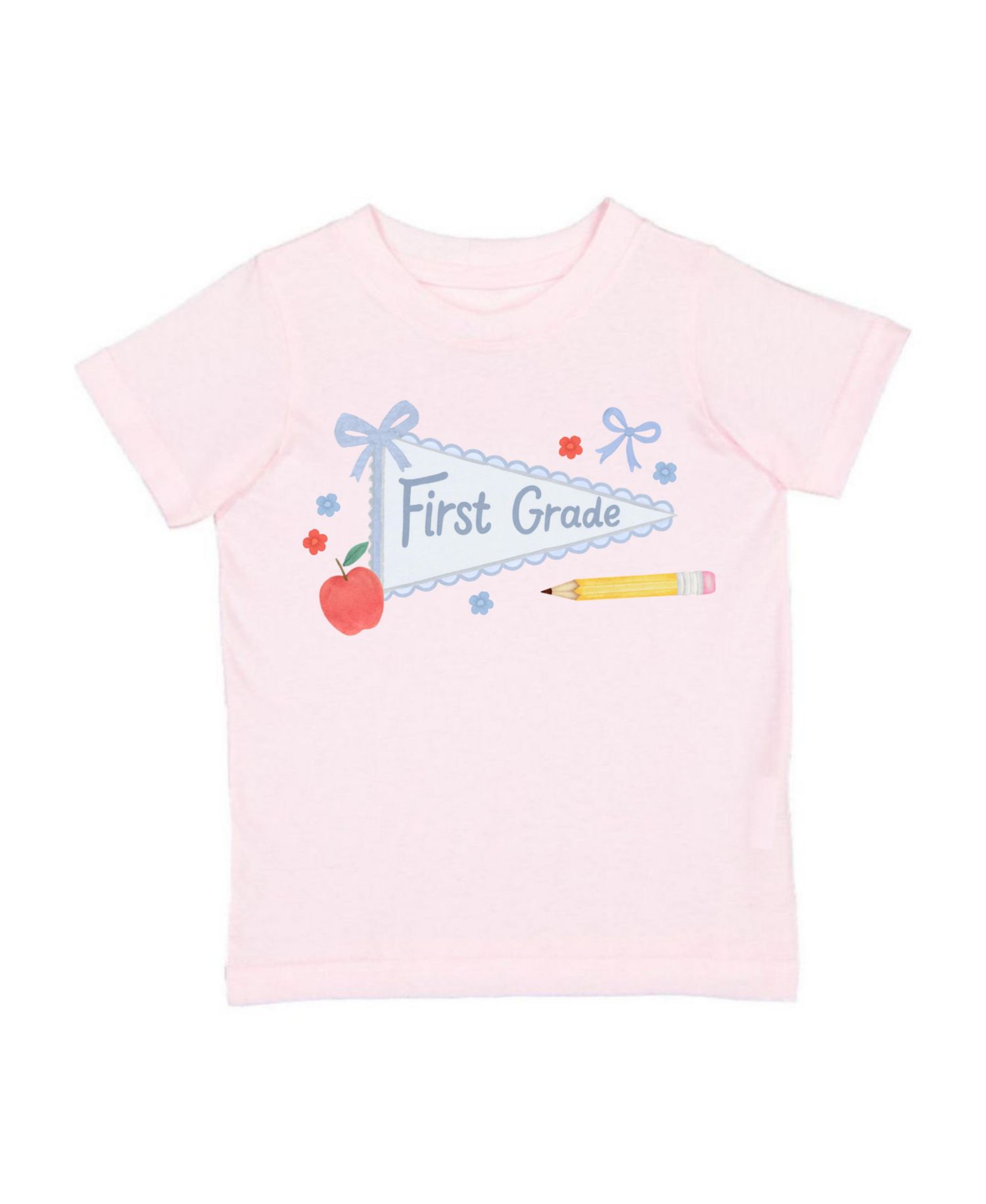 Big Girls First Grade Pennant Short Sleeve T-Shirt