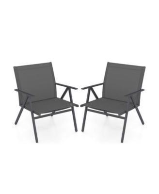Outdoor Seating Chairs Set of 2 with Mesh Fabric and Metal Frame