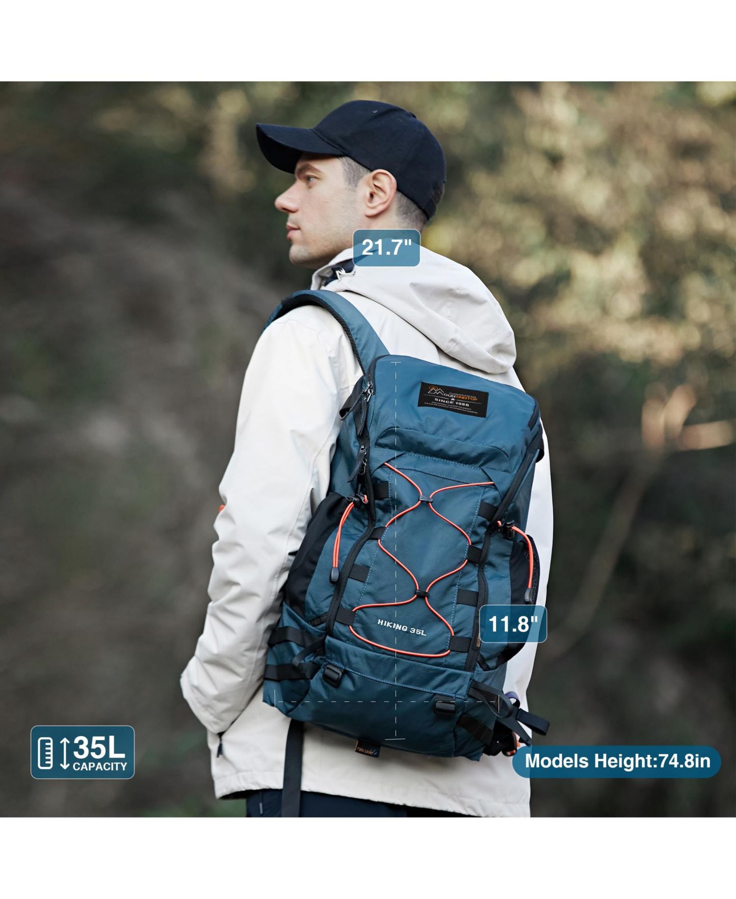 35 Liter Hiking Backpack Lightweight Outdoor Travel Camping Daypack with Rain Cover for Men and Women