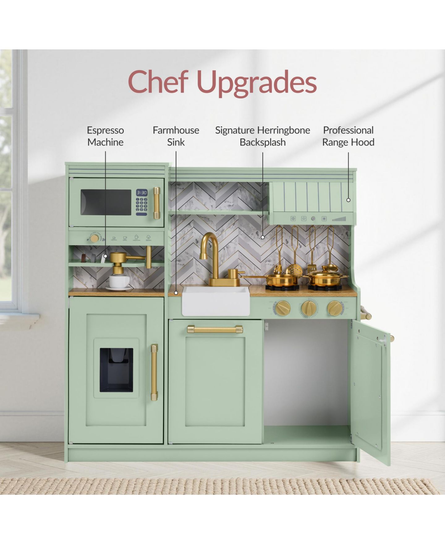 Детская игрушка Best Choice Products Espresso Machine Pretend Play Kitchen, Ages 3+, цвет: Шалфейный — фото 6