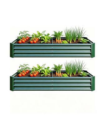 Streamdale  Furniture 2PCS Green 6x3x1ft Metal Raised Rectangle Garden Planter Beds