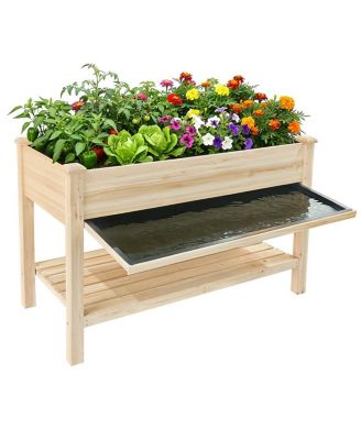 Streamdale  Furniture 48x23x31.1'' Elevated Wood Garden Bed with Storage Shelf and Liner