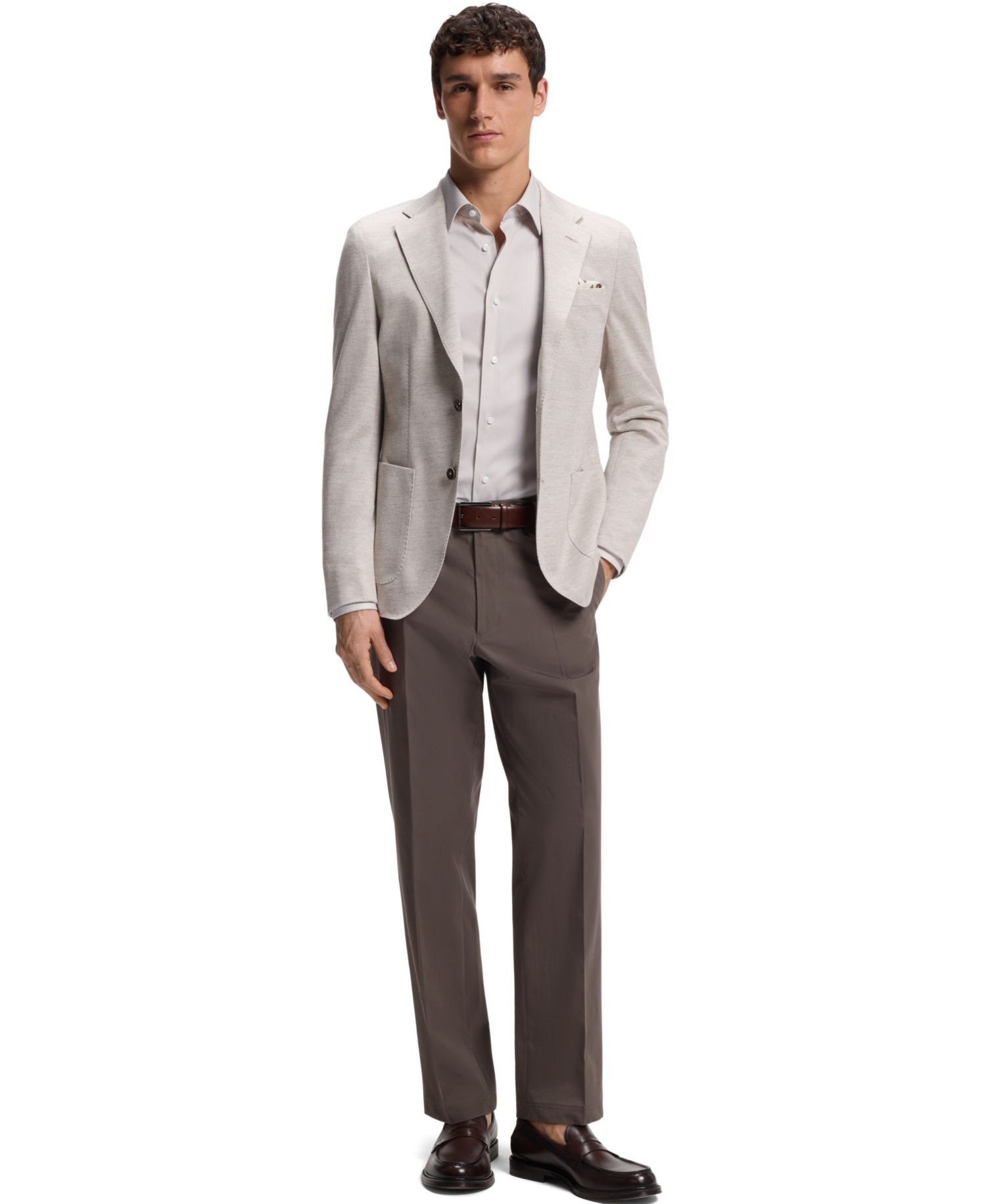 Men's Structured Cotton Blend Slim-Fit Dress Shirt