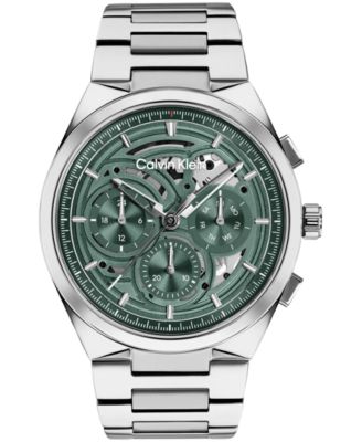 Men's Distinguish Skeleton Silver-Tone Stainless Steel Bracelet Watch 44mm