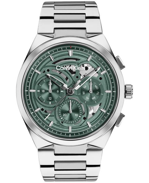 Мужские часы Calvin Klein Distinguish Skeleton Silver-Tone Stainless Steel Bracelet Watch 44mm