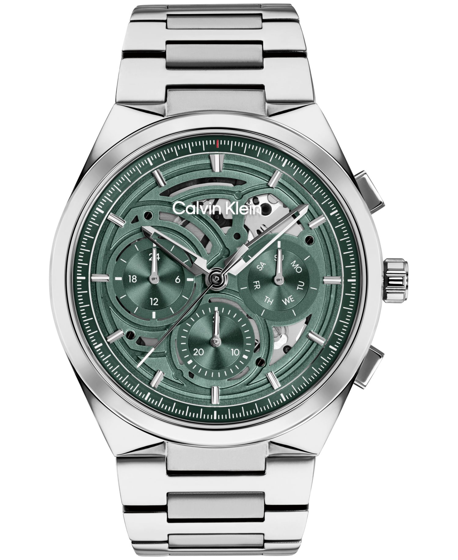 Men's Distinguish Skeleton Silver-Tone Stainless Steel Bracelet Watch 44mm
