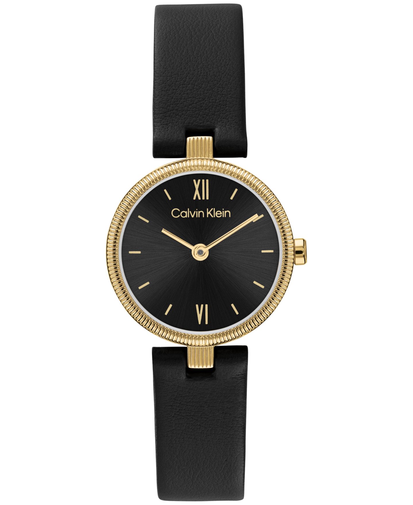 Женские часы Calvin Klein Gleam Black Leather Strap Watch 24mm — фото 1