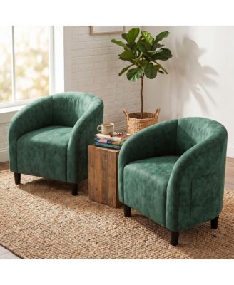 Accent Chair Set of 2 Armchair for Living Room Barrel Club Chair with Soft Padded Seat and Sturdy Legs for Bedroom Waiting Room Reception Chairs