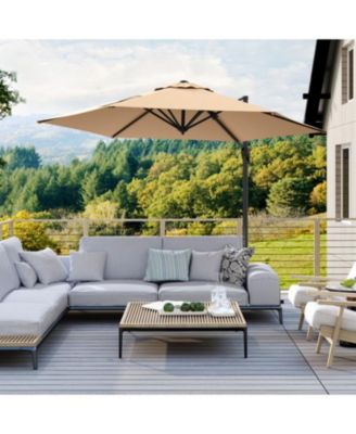 9 FT Cantilever Patio Umbrella with Vented Top and Sun-Protective Canopy