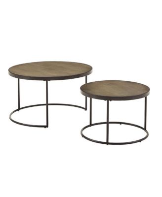 Round Nesting Coffee Table With Faux Stingray Top