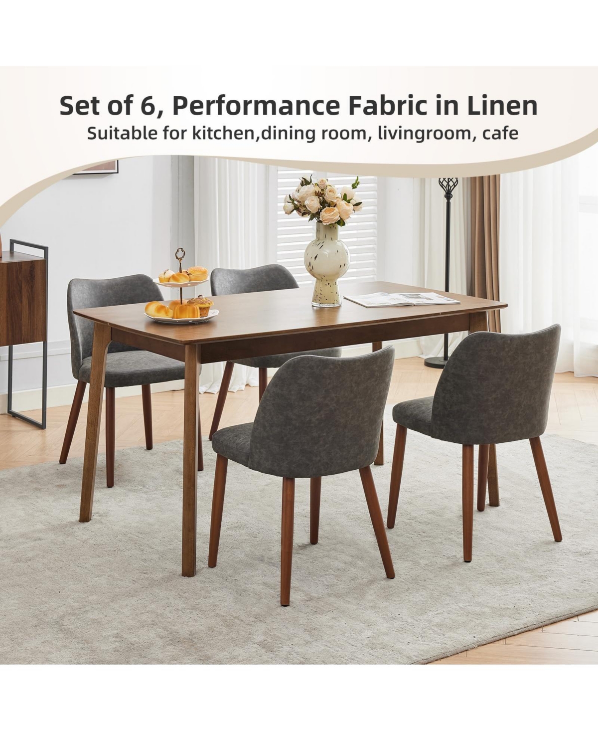 gaomon Set of 2 Linen Upholstered Dining Chairs