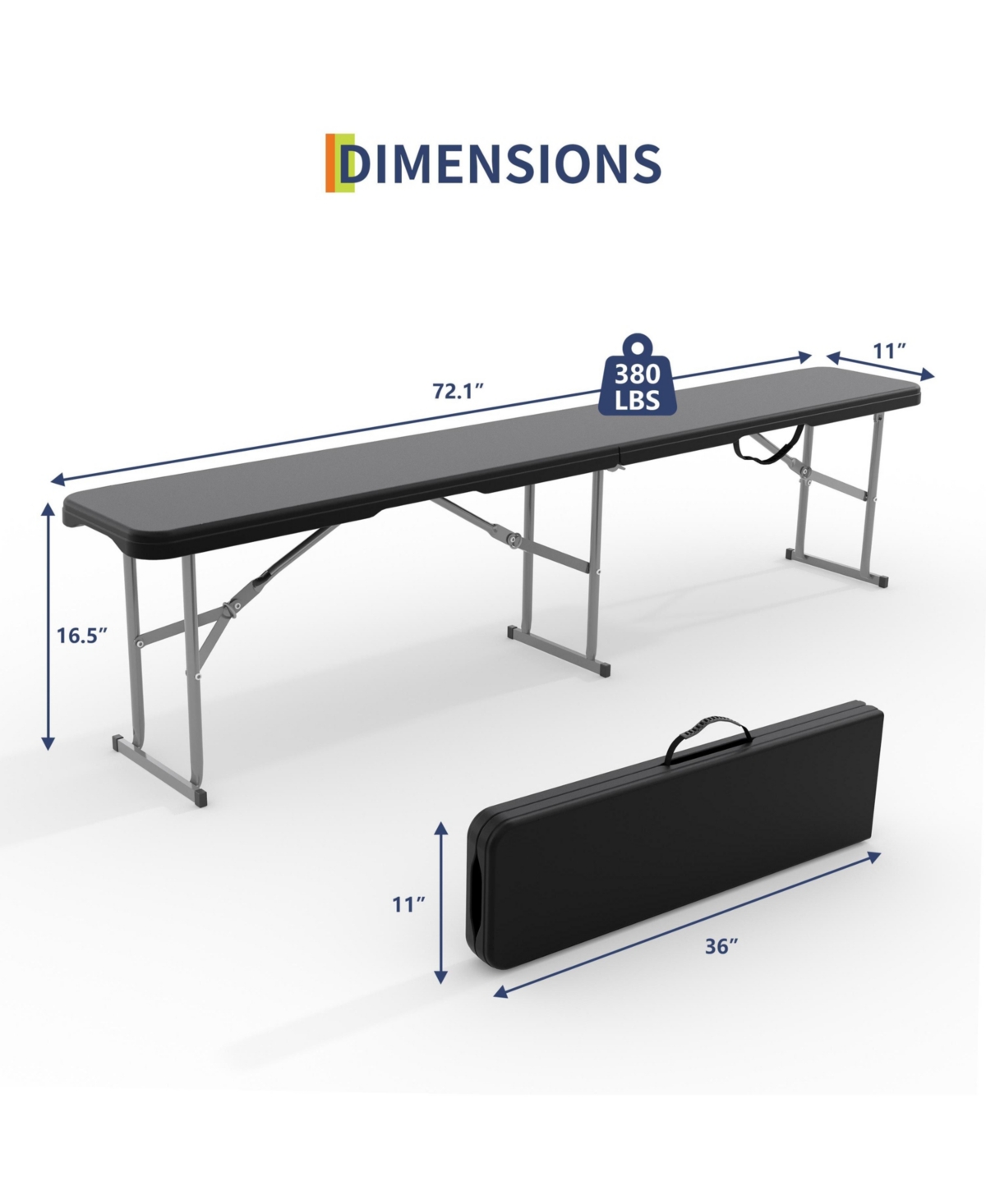 gaomon 1 piece Portable Heavy-Duty 6FT Folding Outdoor Benches for Patio, Picnic, Camping, Party
